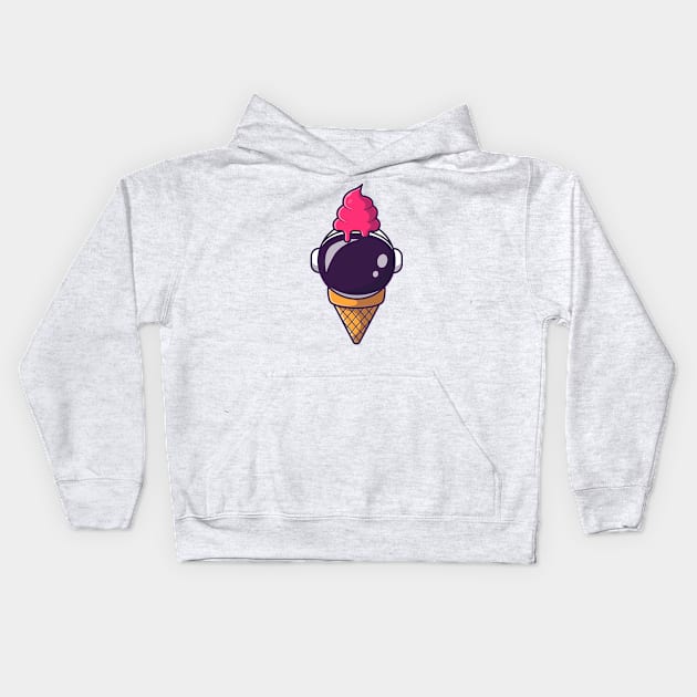 Cute Astronaut Ice Cream Kids Hoodie by Catalyst Labs